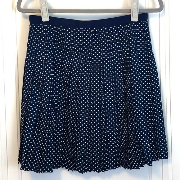 J Crew Navy Pleated Polka Dot Skirt Size 2 - Picture 4 of 11